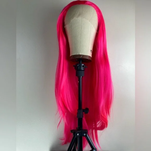 Long Pink Wigs -Pink lace Front Wigs